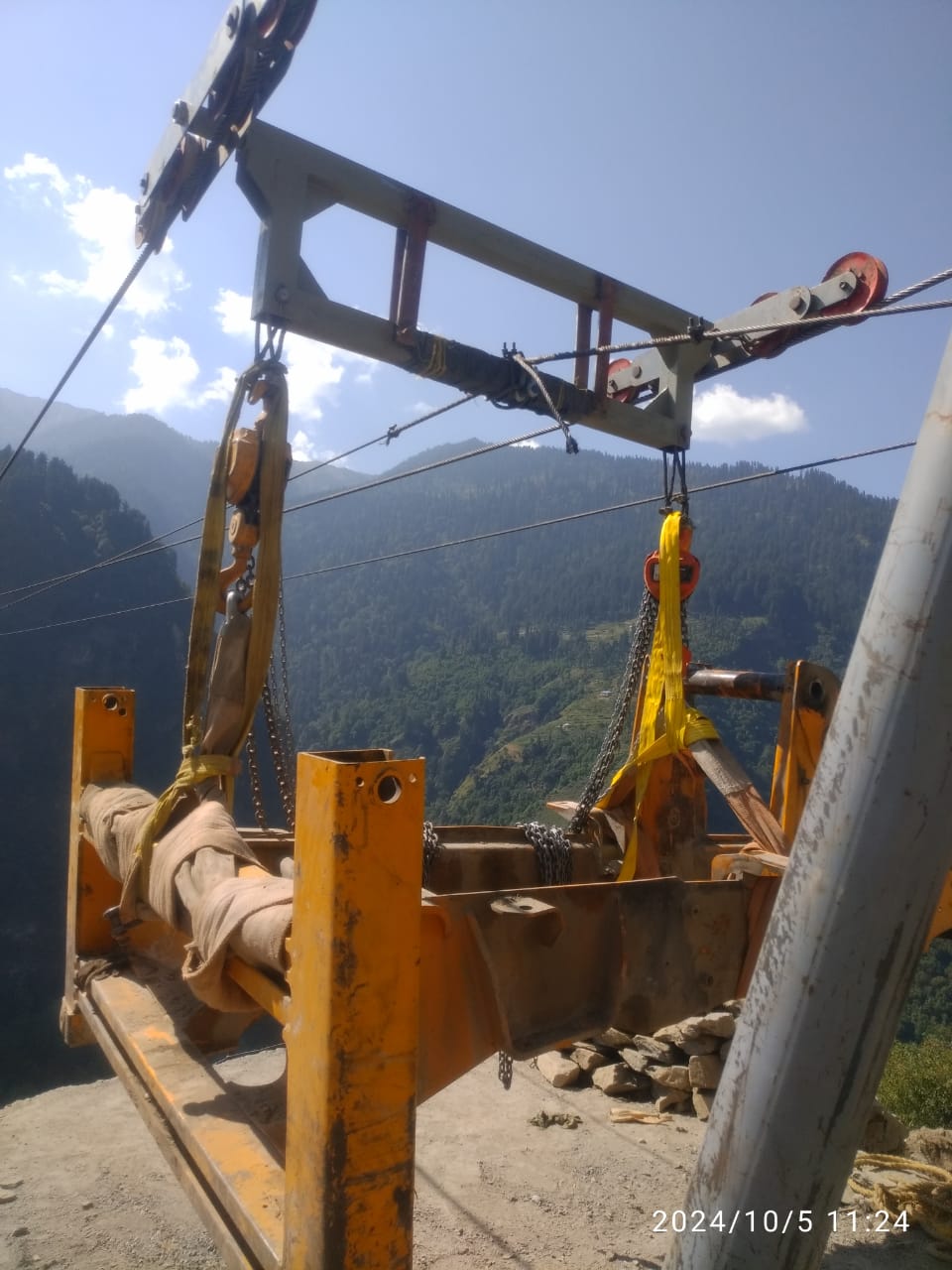 Hydropower construction equipment in Himalayan terrain