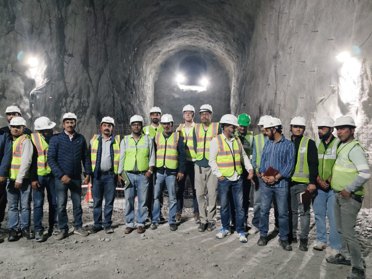 Team inside tunnel works
